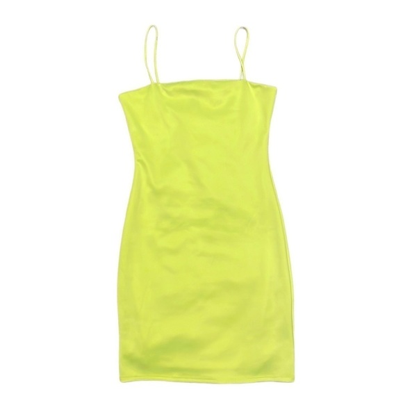 WINDSOR Yellow Spaghetti Strap‎ Lined Bodycon Mini Dress Size Small - Picture 1 of 9